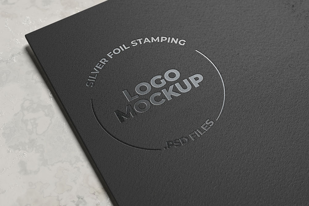 Silver Foil Stamping Logo Mockup 4